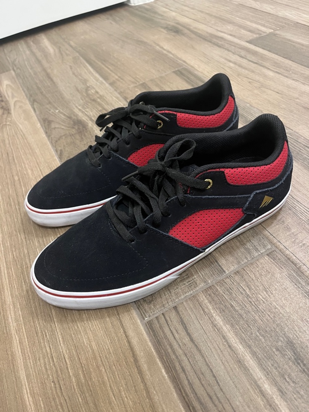 Emerica Black and Red Suede Skate Sneakers